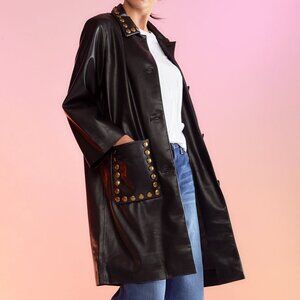 Cynthia Rowley studded coat / black vegan leather / XS / brand new